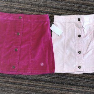 GIRLS 2 sz 5/6 TOUGHSKINS velour skirts Cranberry & Pink velvet adjustable waist